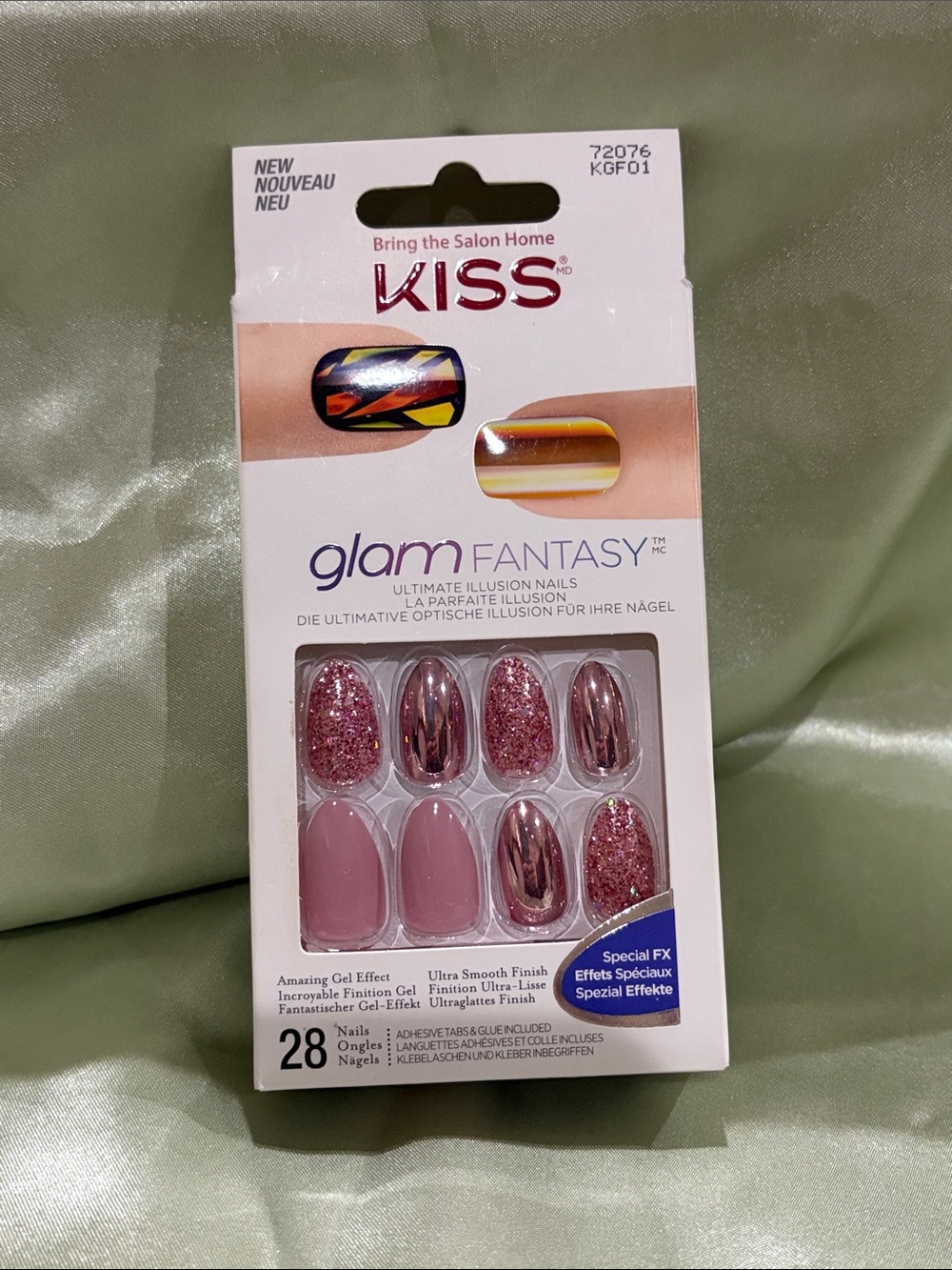 Kiss Glam Fantasy Pink Glitter & Rose Gold Press-On Nails